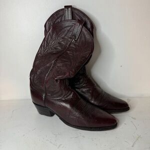 Vintage Dan Post Burgundy Brown Cowboy Boots 227035   Men's Size 9.5 D US  Pre-o
